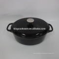 Cacerola / olla / cocotte de hierro fundido esmaltado oval negro para utensilios de cocina / utensilios de cocina